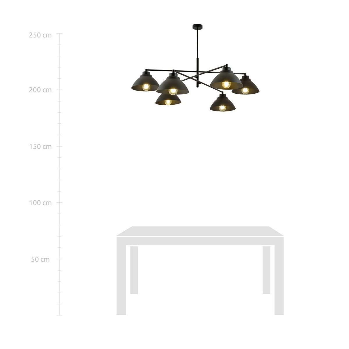 Żyrandol MAVERICK 6 BLACK  kolor czarny polska produkcja
