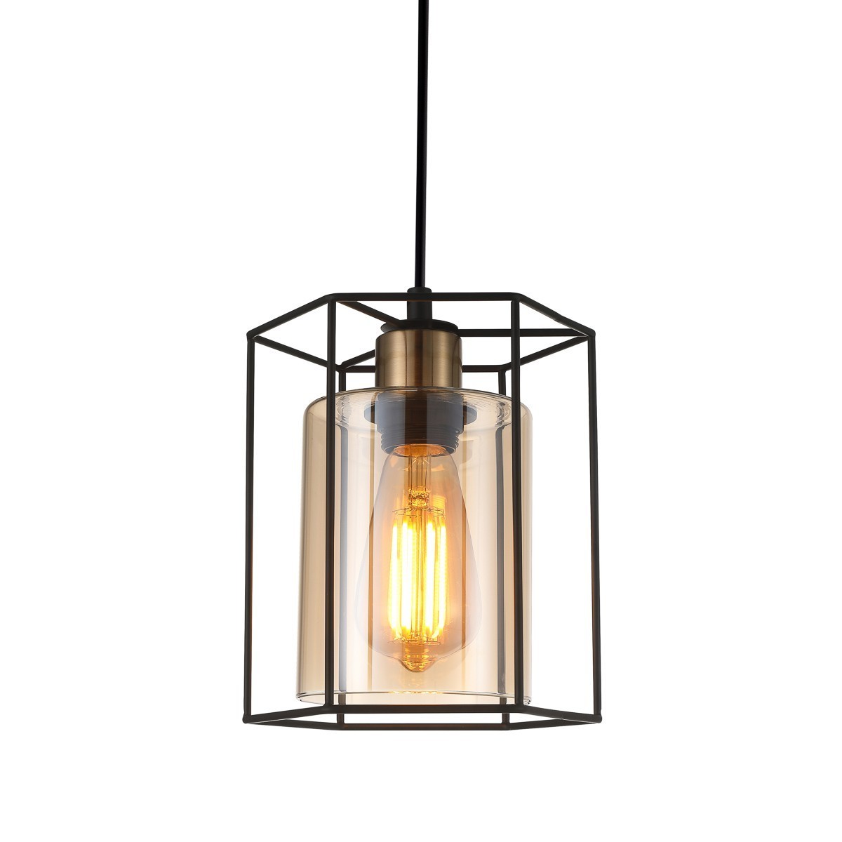 Lampa wisząca w stylu industrialnym i retro ITALUX PND-78901-1-BK+AMB