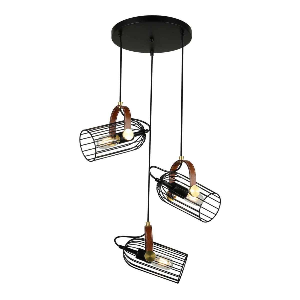 Lampa wisząca w stylu industrialnym i retro ITALUX PND-2445-3-BK