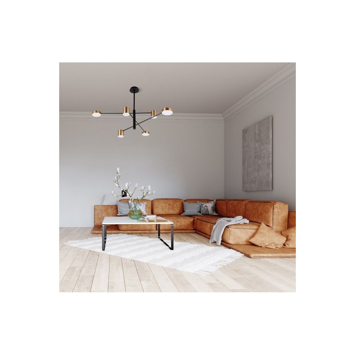 Nowoczesna lampa wisząca ITALUX PND-16374-6-BK-GD-4K