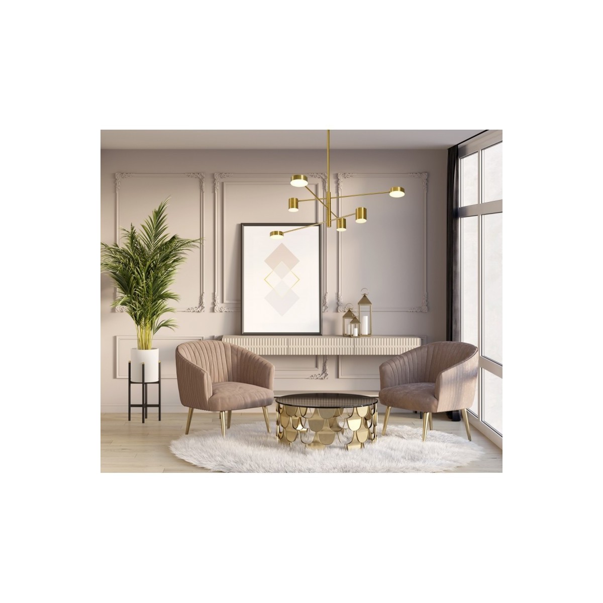 Nowoczesna lampa wisząca ITALUX PND-16374-6-COP-GD-3K