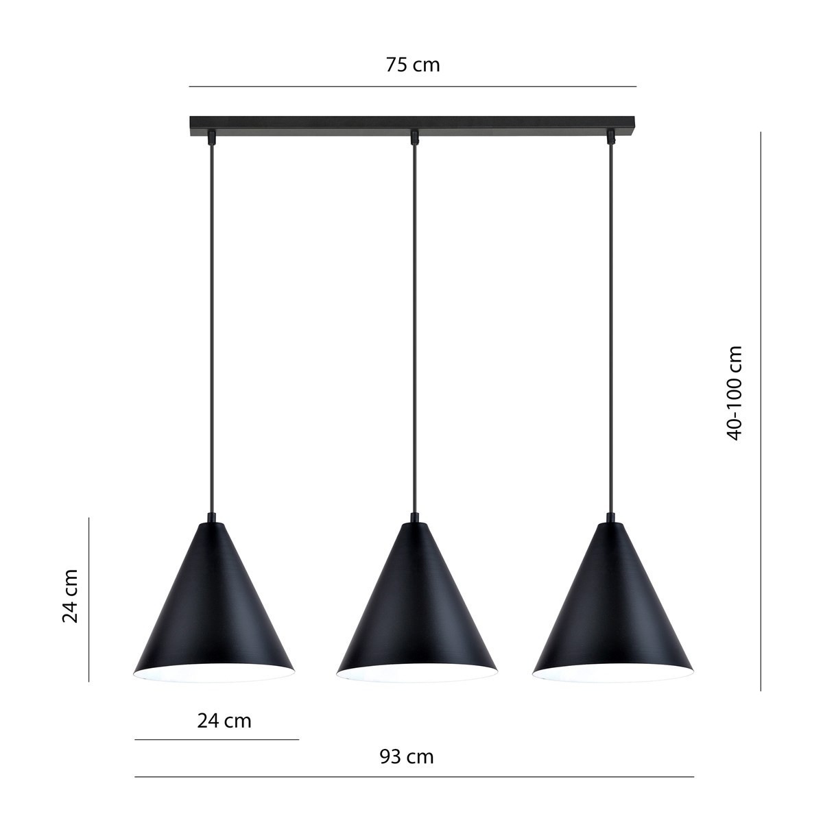 Lampa wisząca REBEL 3 BLACK/WHITE