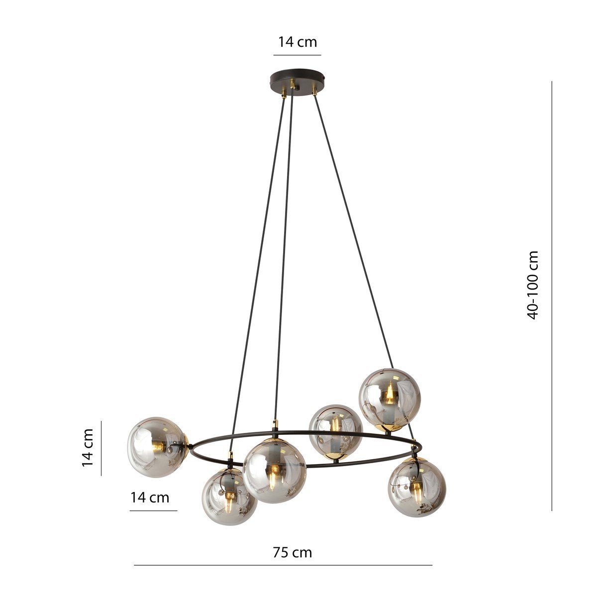 Lampa wisząca AZURA 6 BL GRAFIT