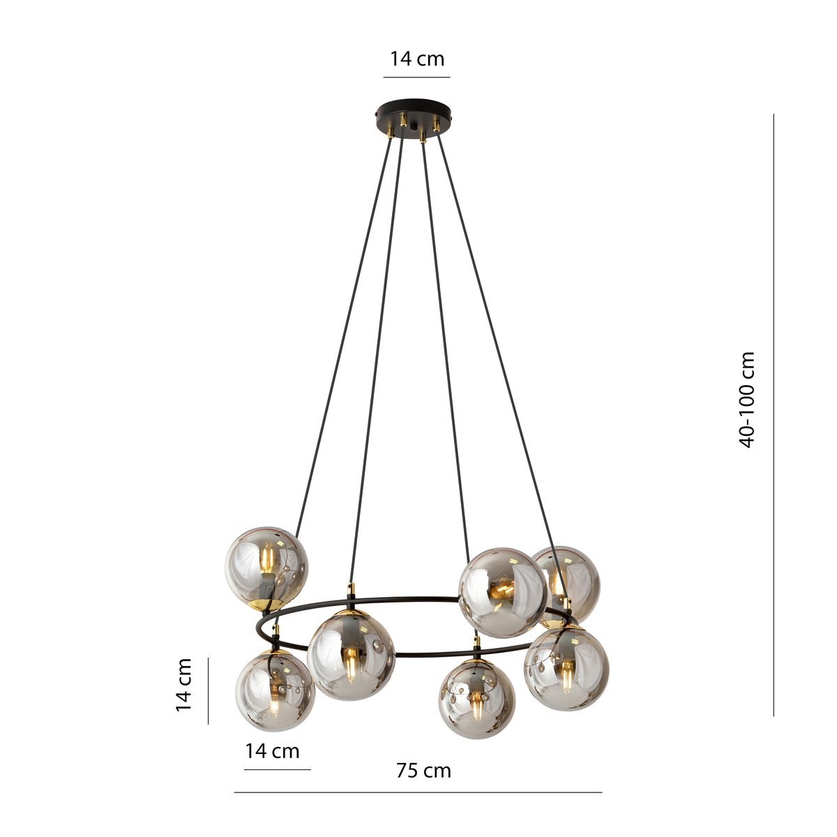 Lampa wisząca AZURA 8 BL GRAFIT