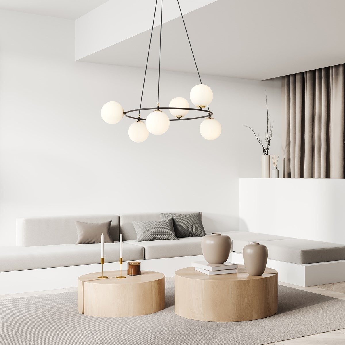 Lampa wisząca AZURA 6 BL OPAL