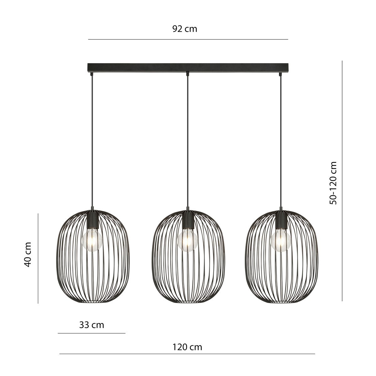 Lampa wisząca ONYX 3 BL