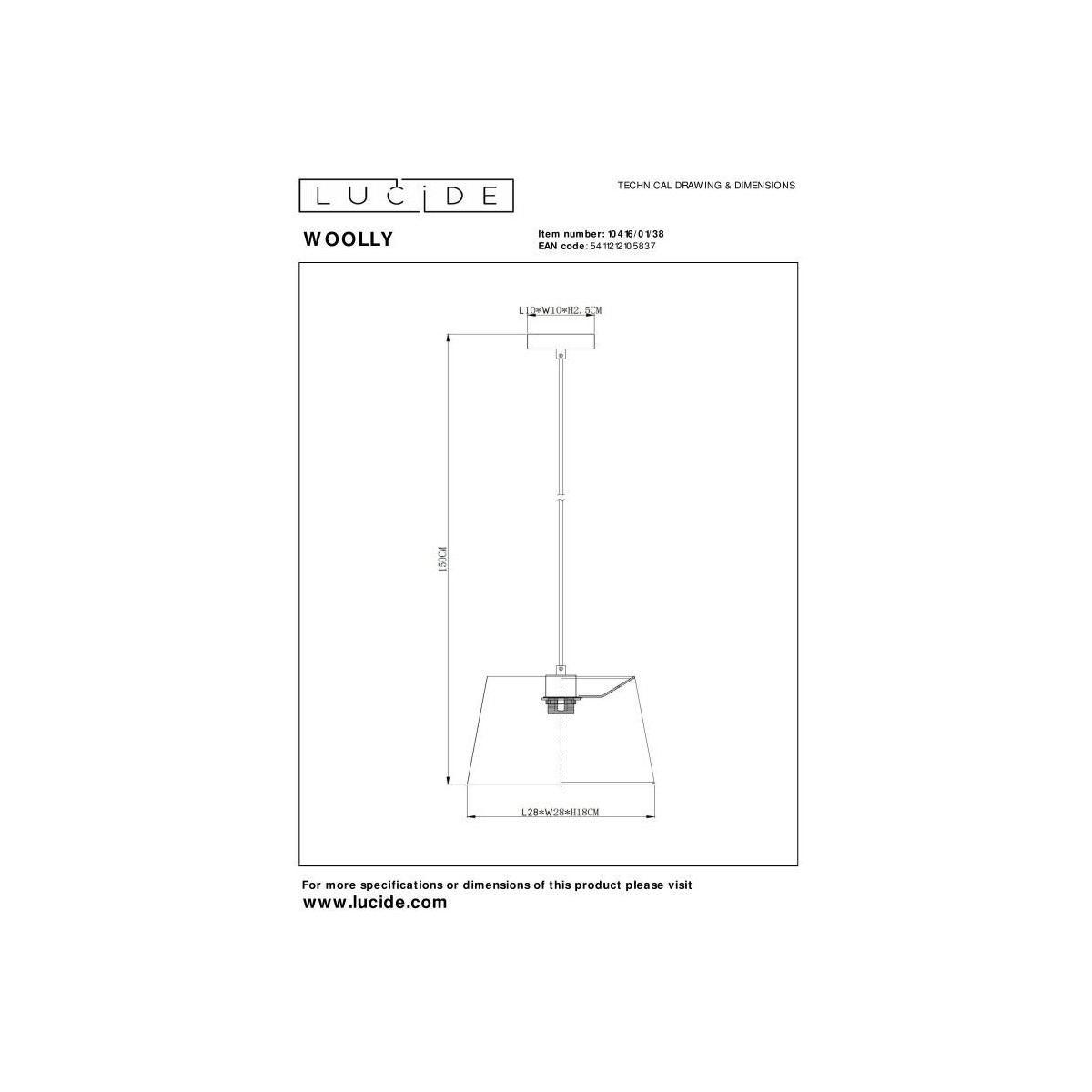 Nowoczesna lampa wisząca WOOLLY 10416/01/38