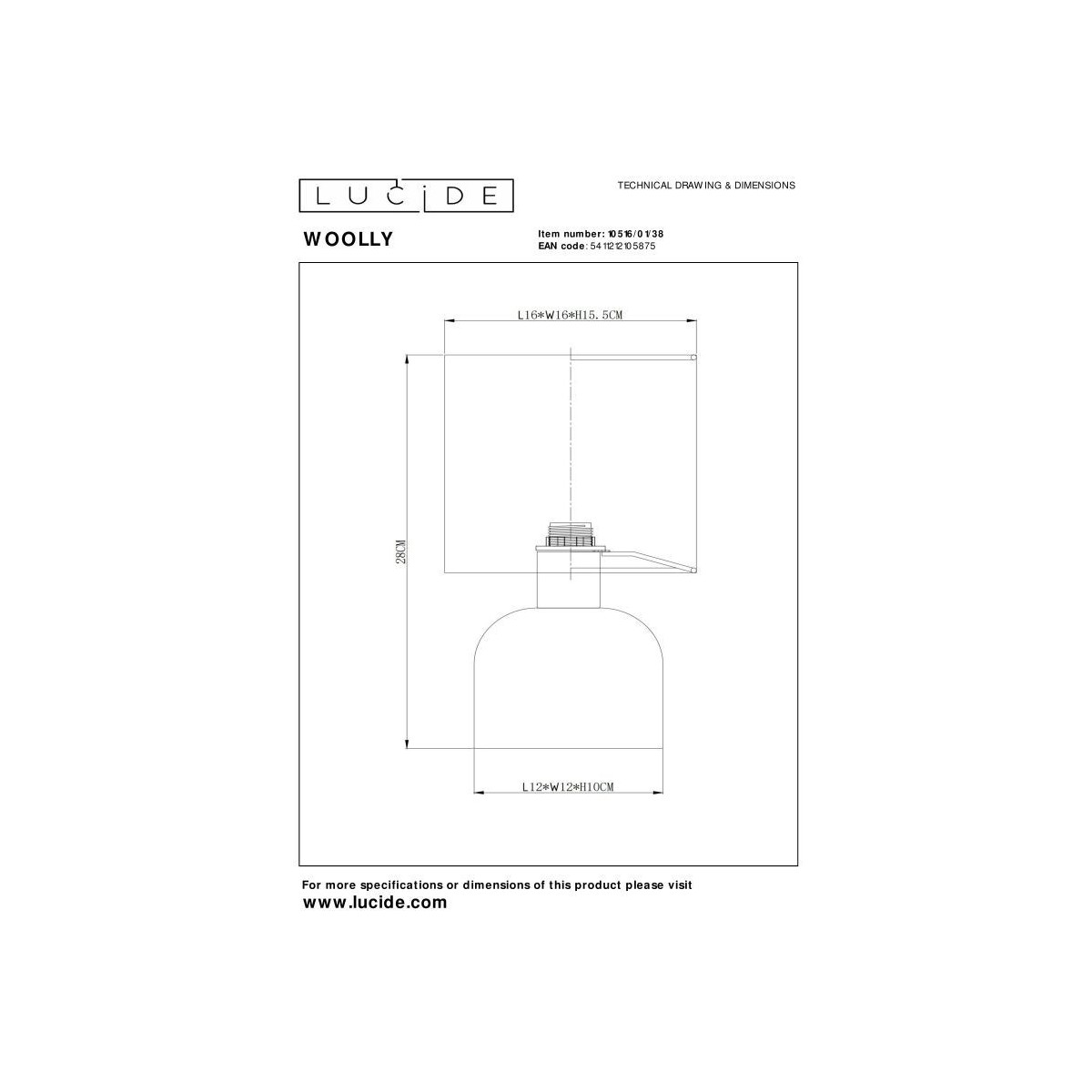 Lucide 10516/01/38 WOOLLY - Lampa stołowa - 16 cm - 1xE14 - Kremowa