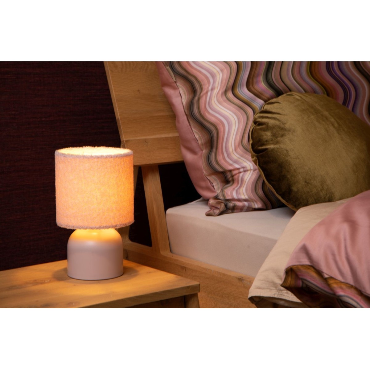 Lucide 10516/01/66 WOOLLY - Lampa stołowa - 16 cm - 1xE14 - Różowa