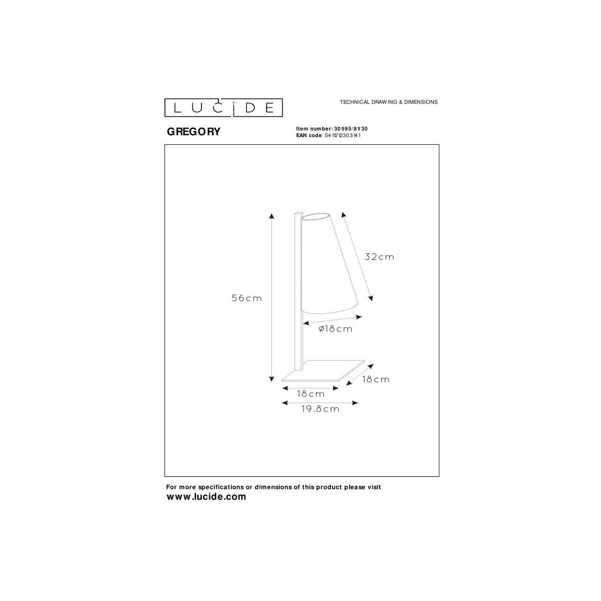 Lucide 30595/81/30 GREGORY - Lampa stołowa - 1xE27 - Czarna