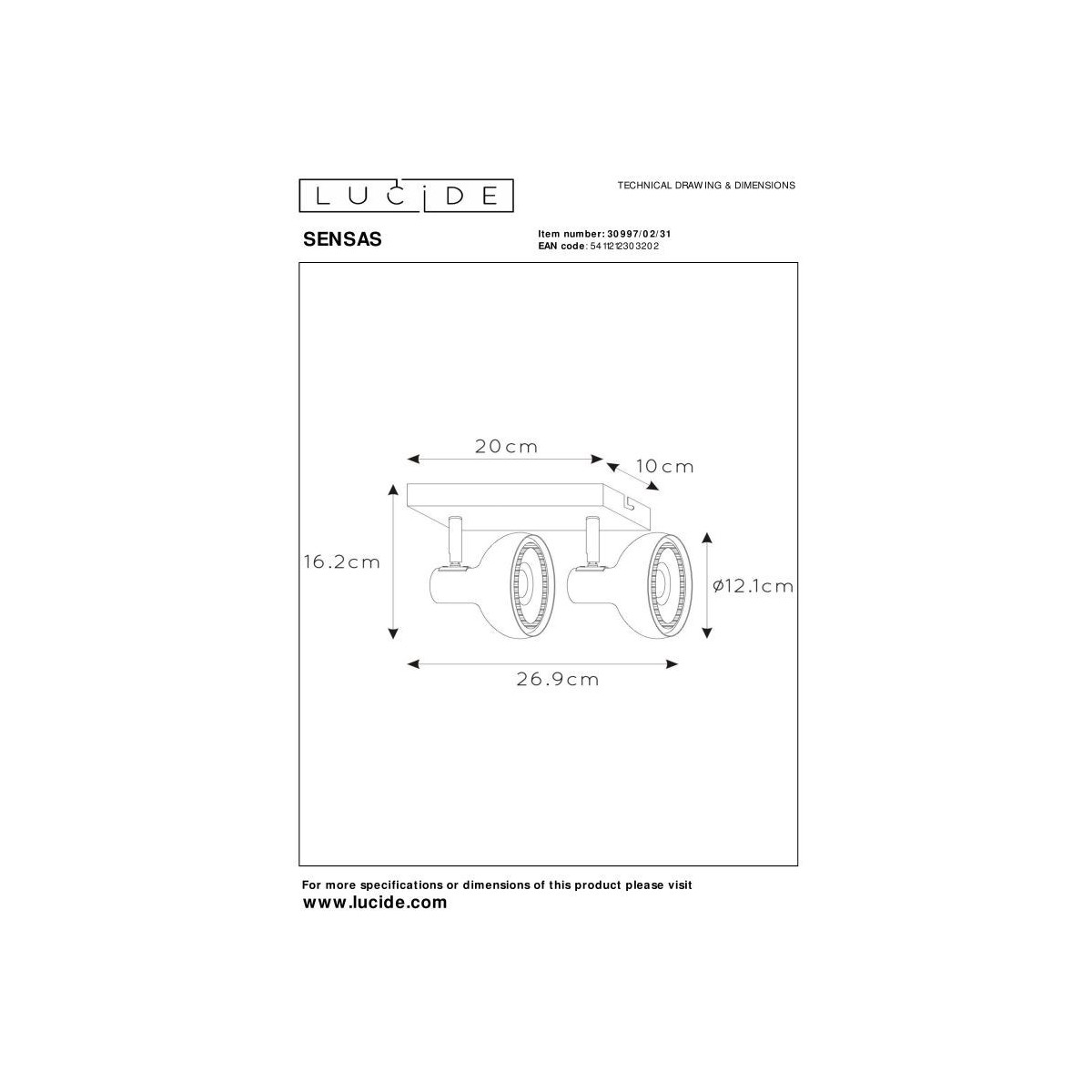 Sufitowy reflektorek, spot SENSAS 30997/02/31