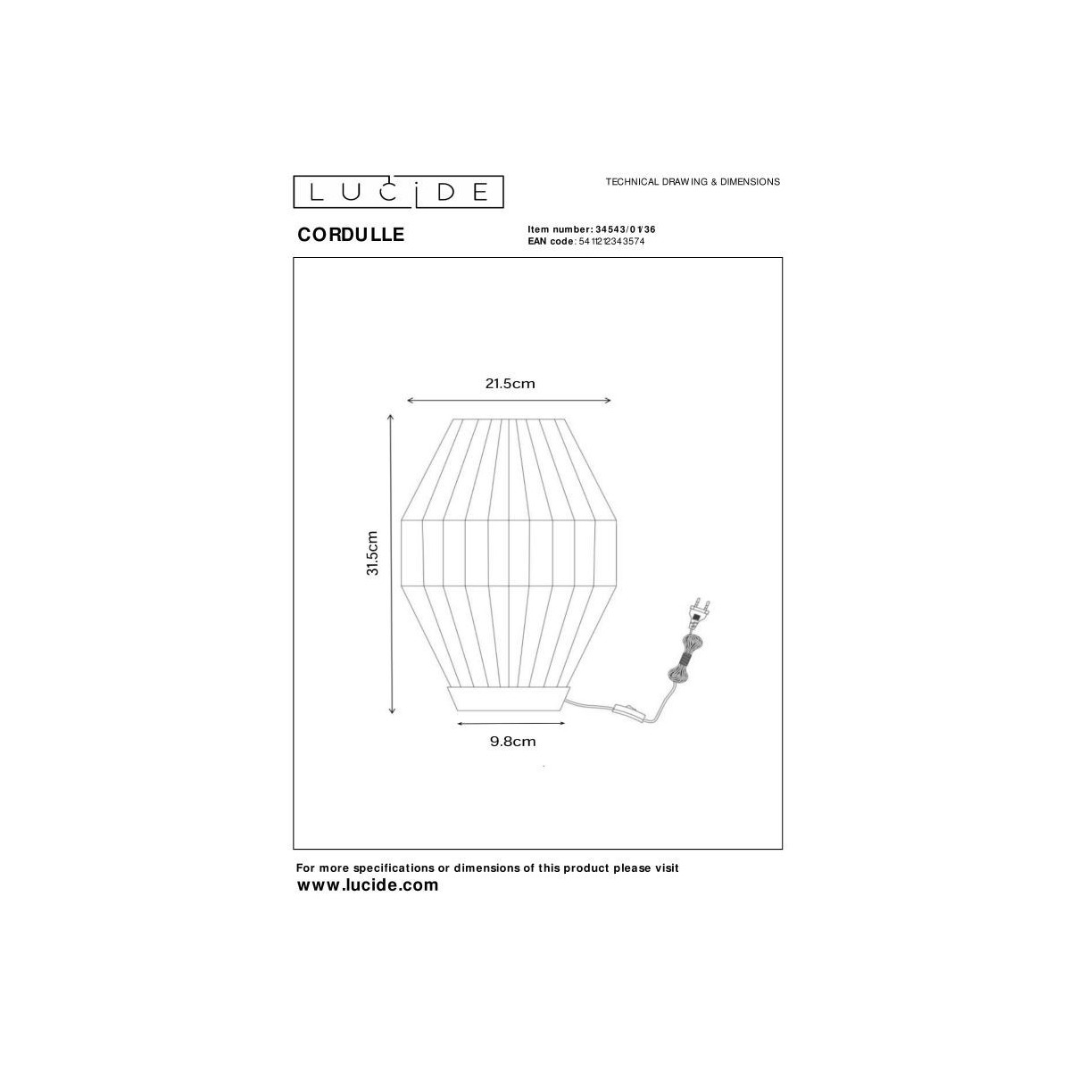 Lampa stołowa - nocna CORDULLE 34543/01/36