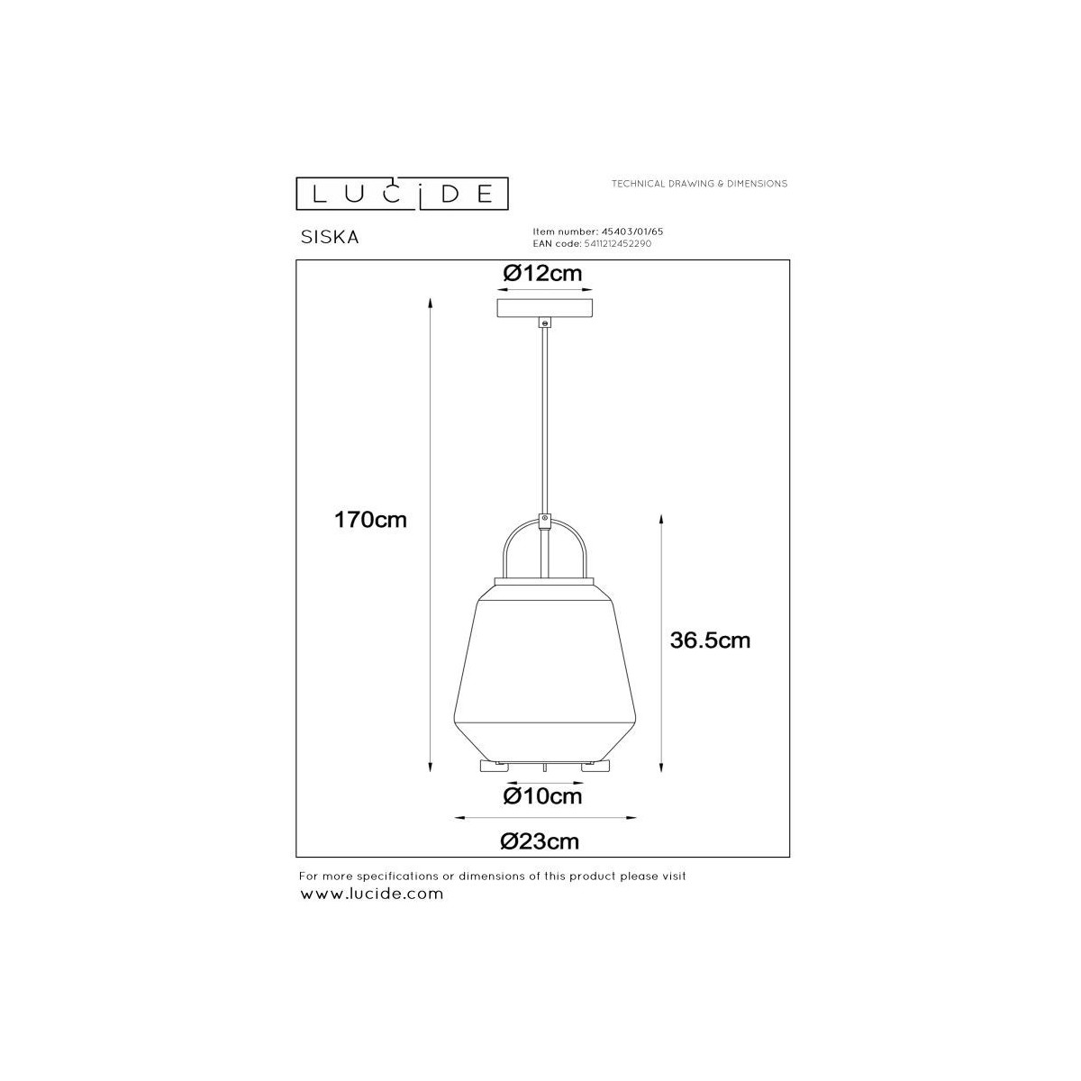 Nowoczesna lampa wisząca SISKA 45403/01/65