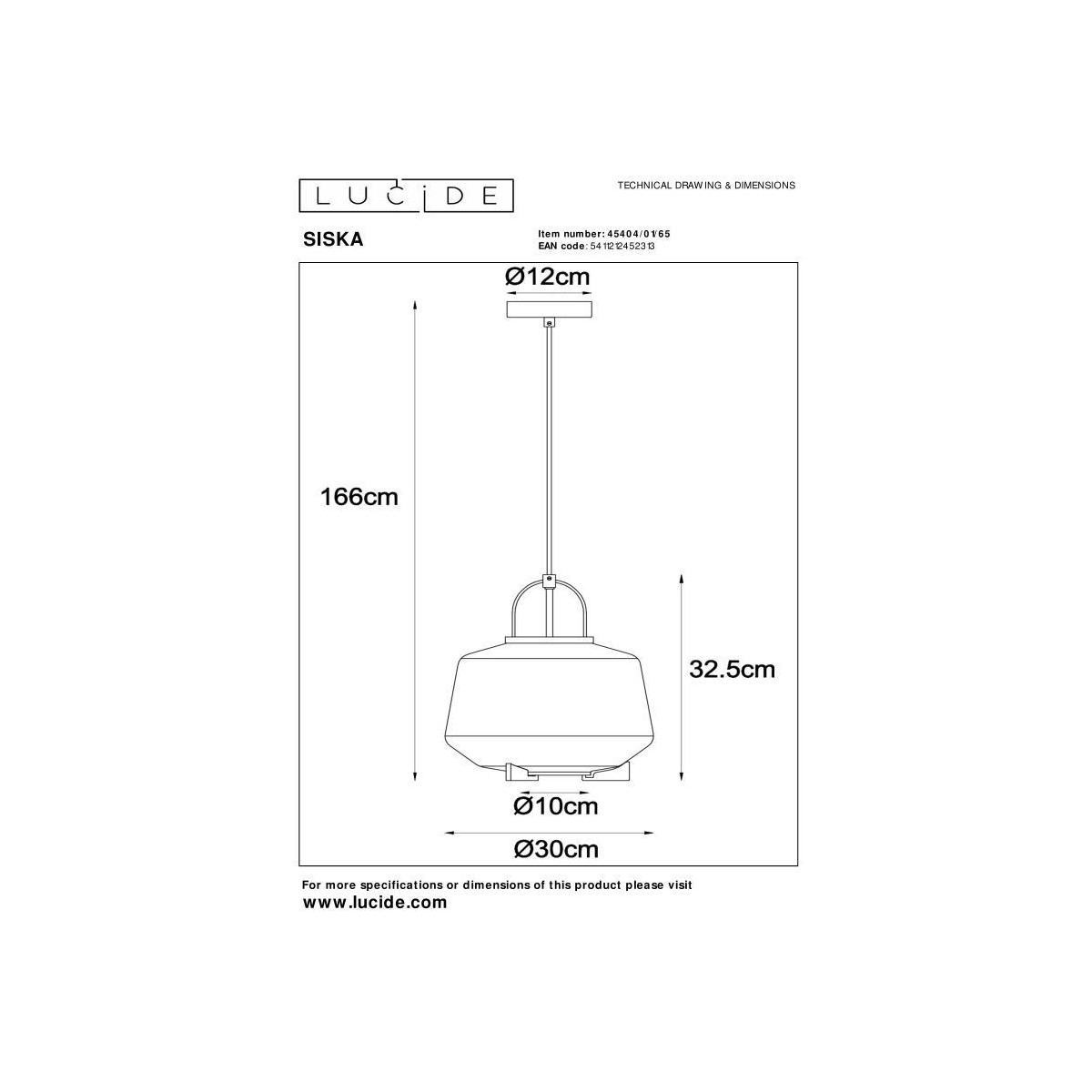 Nowoczesna lampa wisząca SISKA 45404/01/65