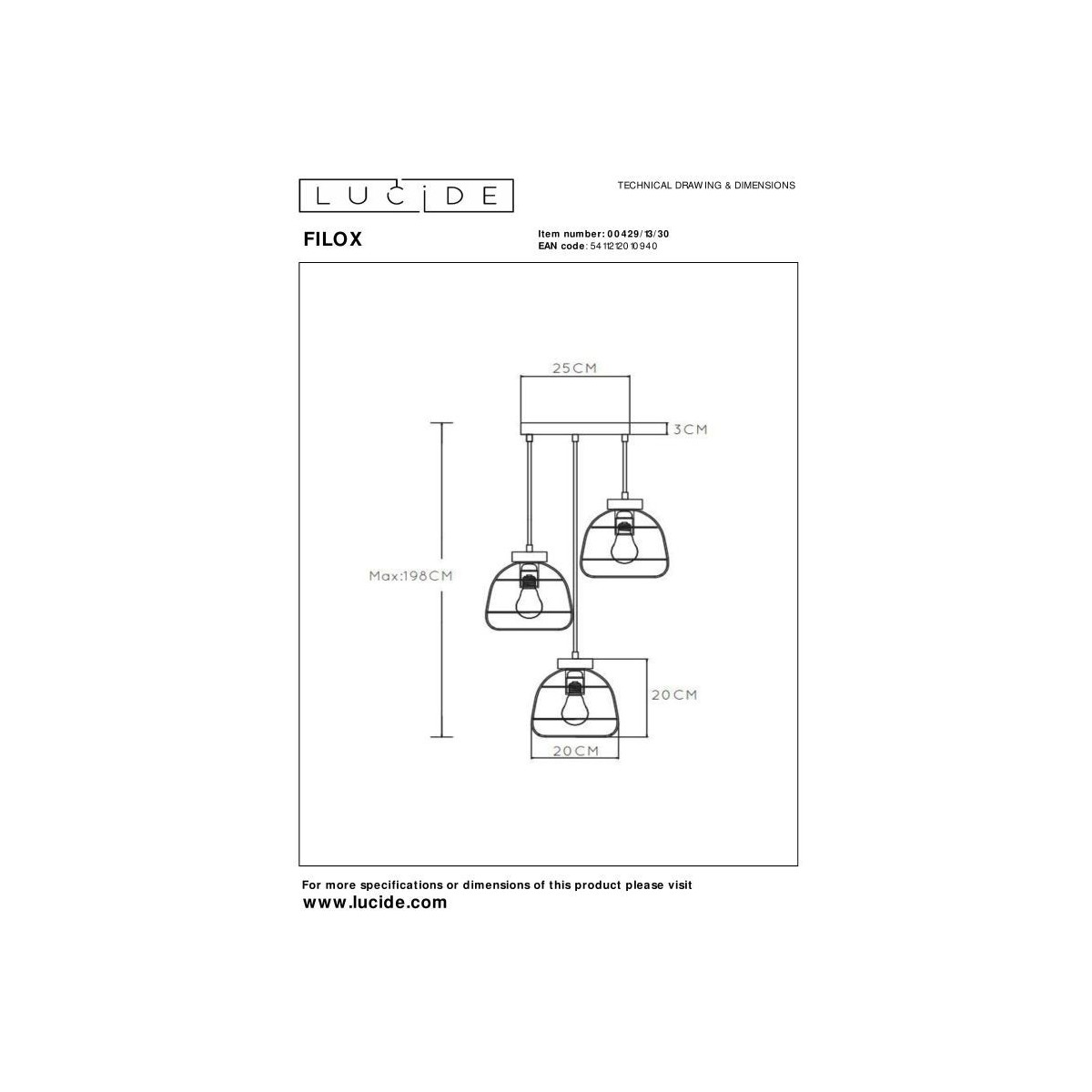 Nowoczesna lampa wisząca FILOX 00429/13/30