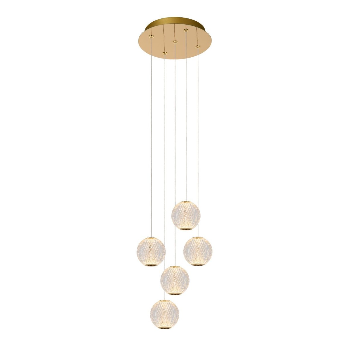 Lucide 13499/22/60 CINTRA - Lampa wisząca - 32 cm - Ściemniacz LED - 5x4.7W 2700K - Przezroczysta