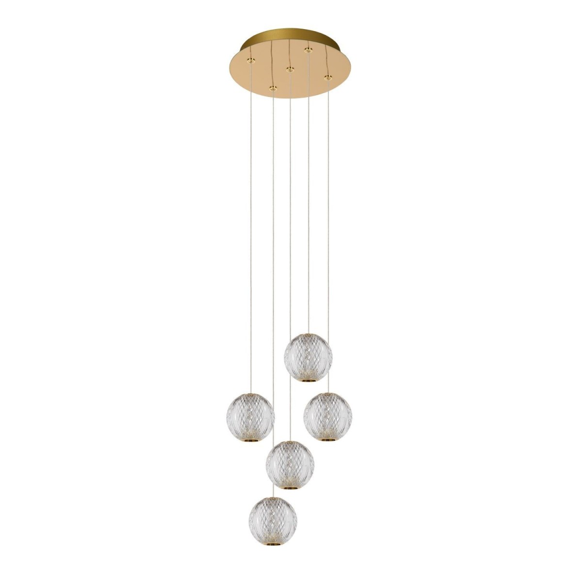Lucide 13499/22/60 CINTRA - Lampa wisząca - 32 cm - Ściemniacz LED - 5x4.7W 2700K - Przezroczysta