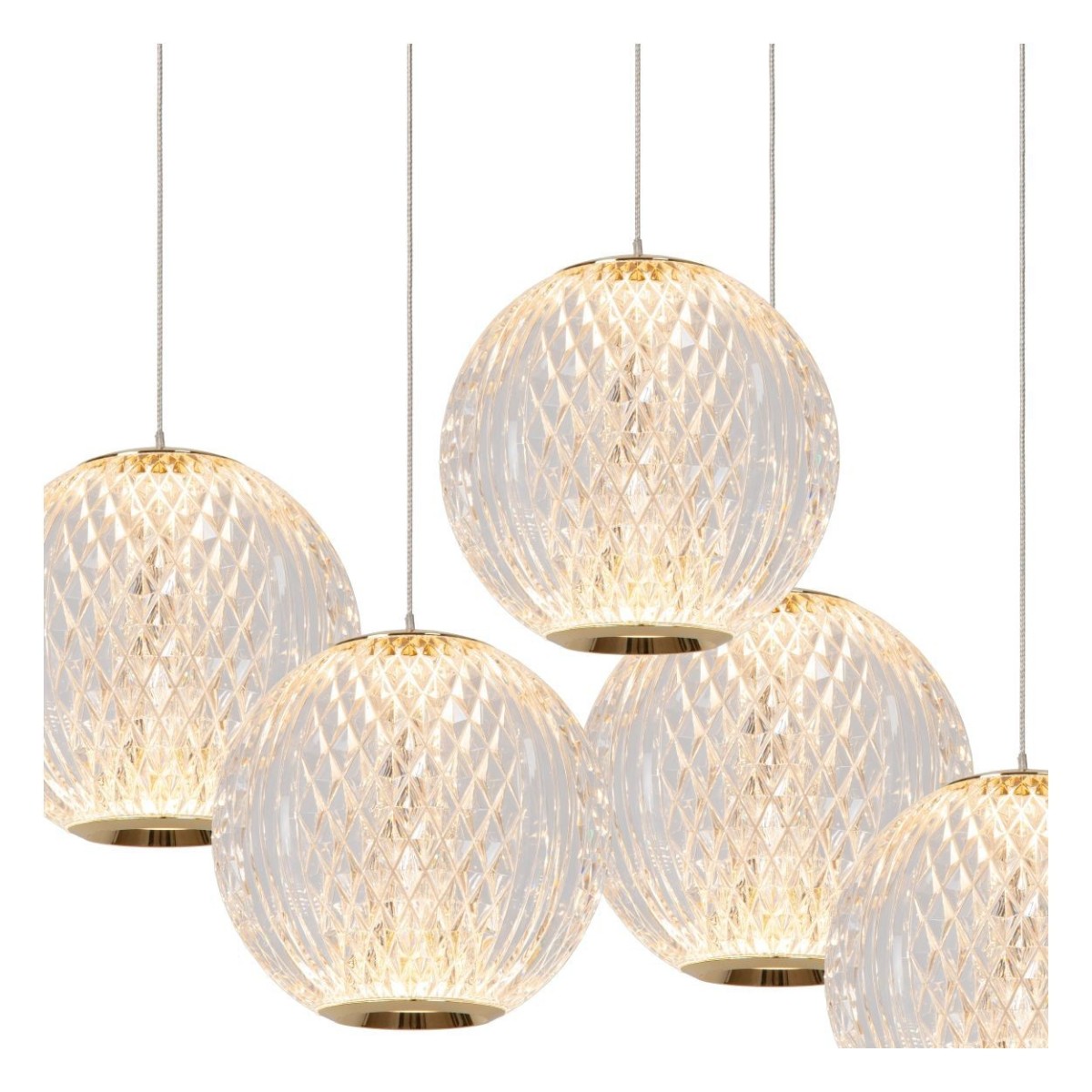 Lucide 13499/22/60 CINTRA - Lampa wisząca - 32 cm - Ściemniacz LED - 5x4.7W 2700K - Przezroczysta