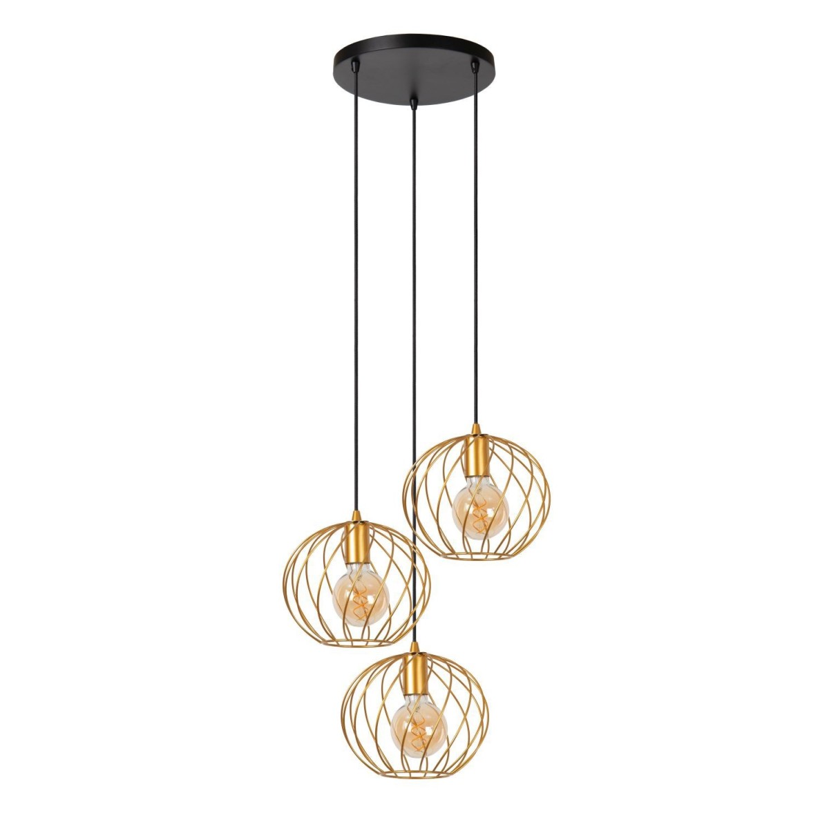 Lucide 21428/13/02 DANZA - Lampa wisząca - 50 cm - 3xE27 - Matowe złoto - Mosiądz