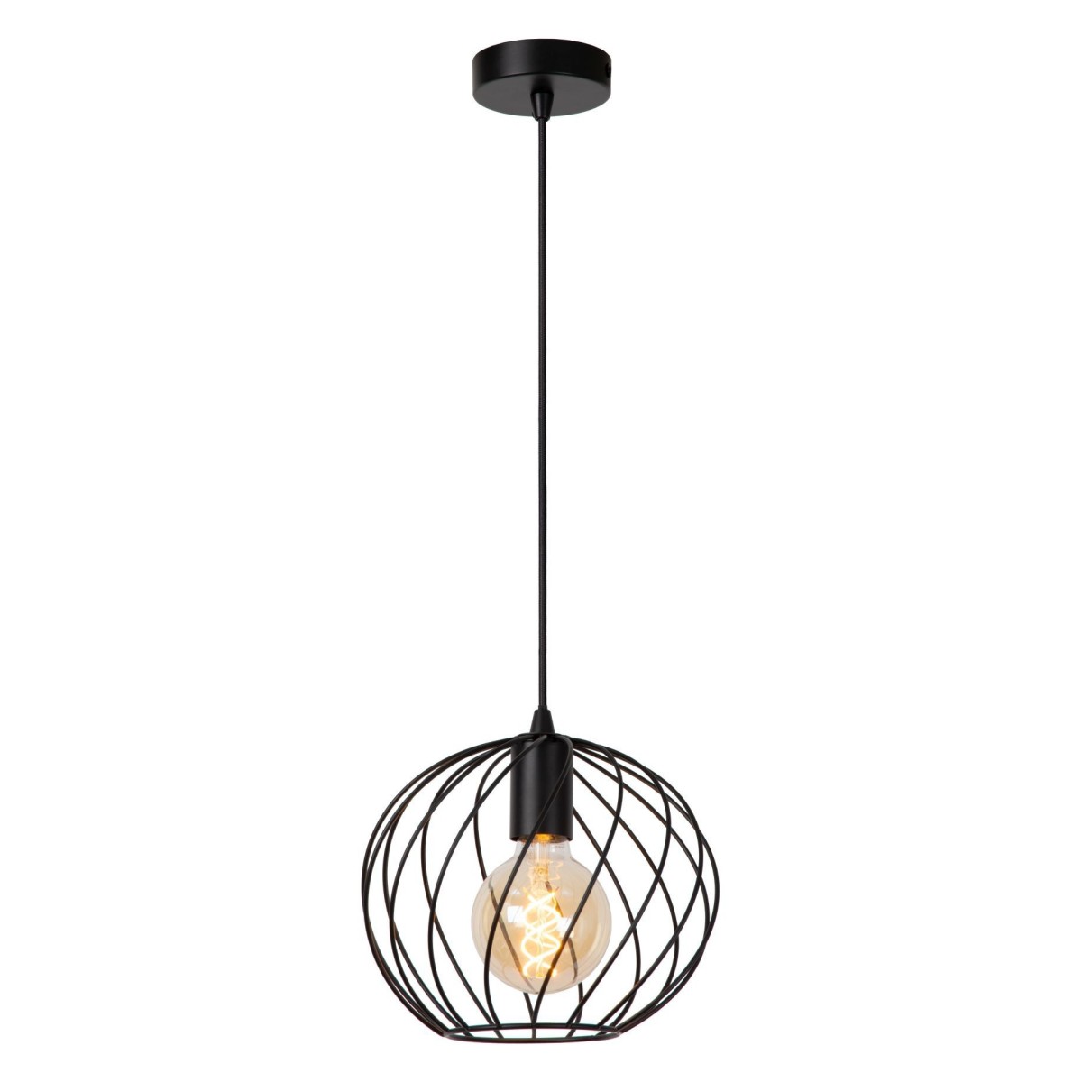 Lucide 21428/25/30 DANZA - Lampa wisząca - 25 cm - 1xE27 - Czarna