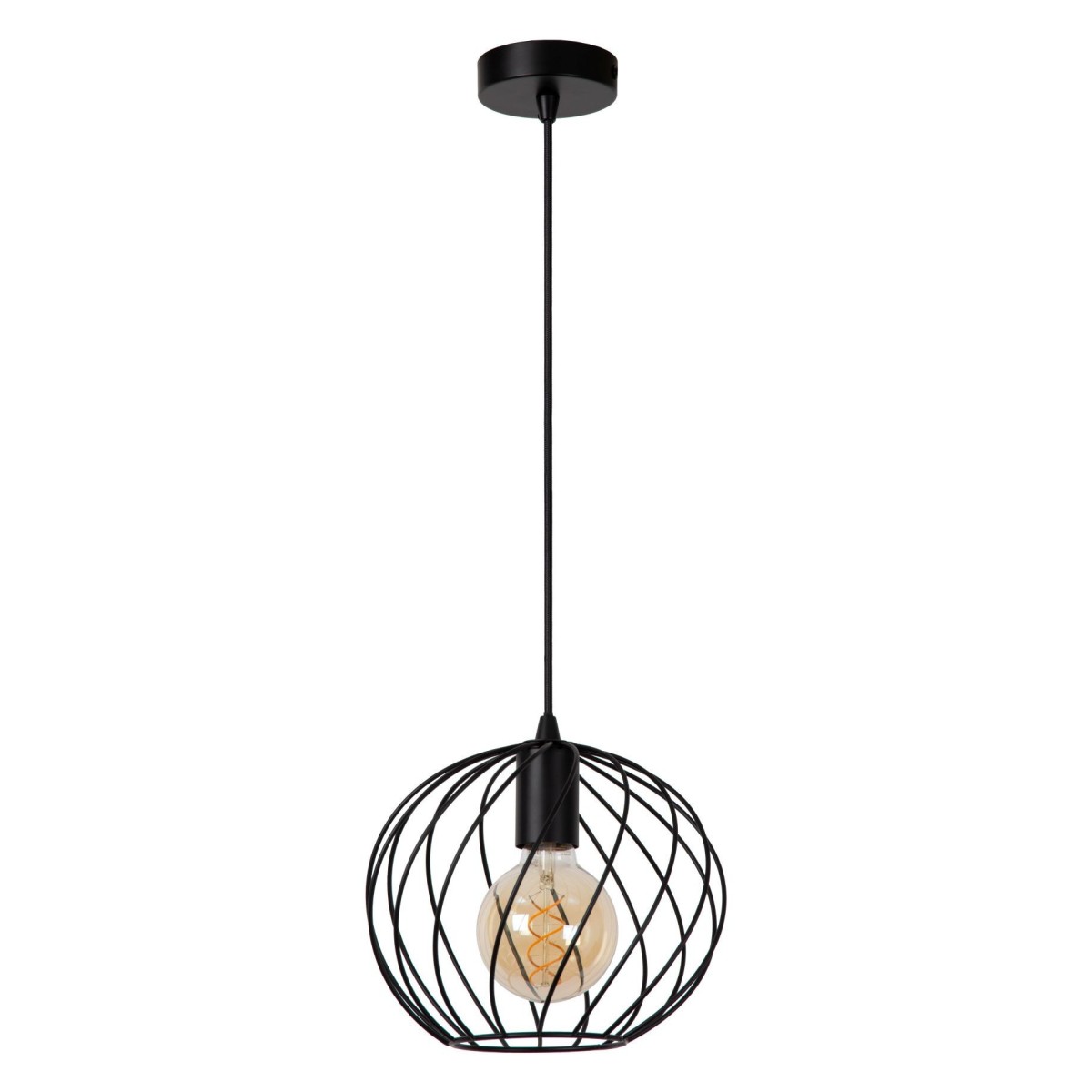 Lucide 21428/25/30 DANZA - Lampa wisząca - 25 cm - 1xE27 - Czarna