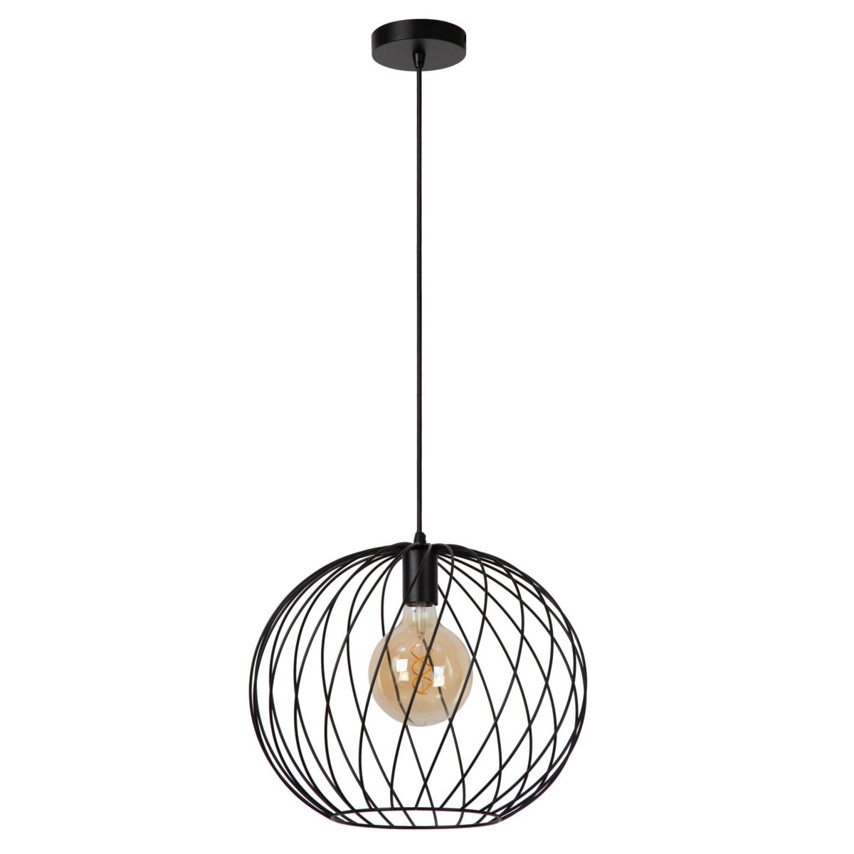 Lucide 21428/40/30 DANZA - Lampa wisząca - 40 cm - 1xE27 - Czarna