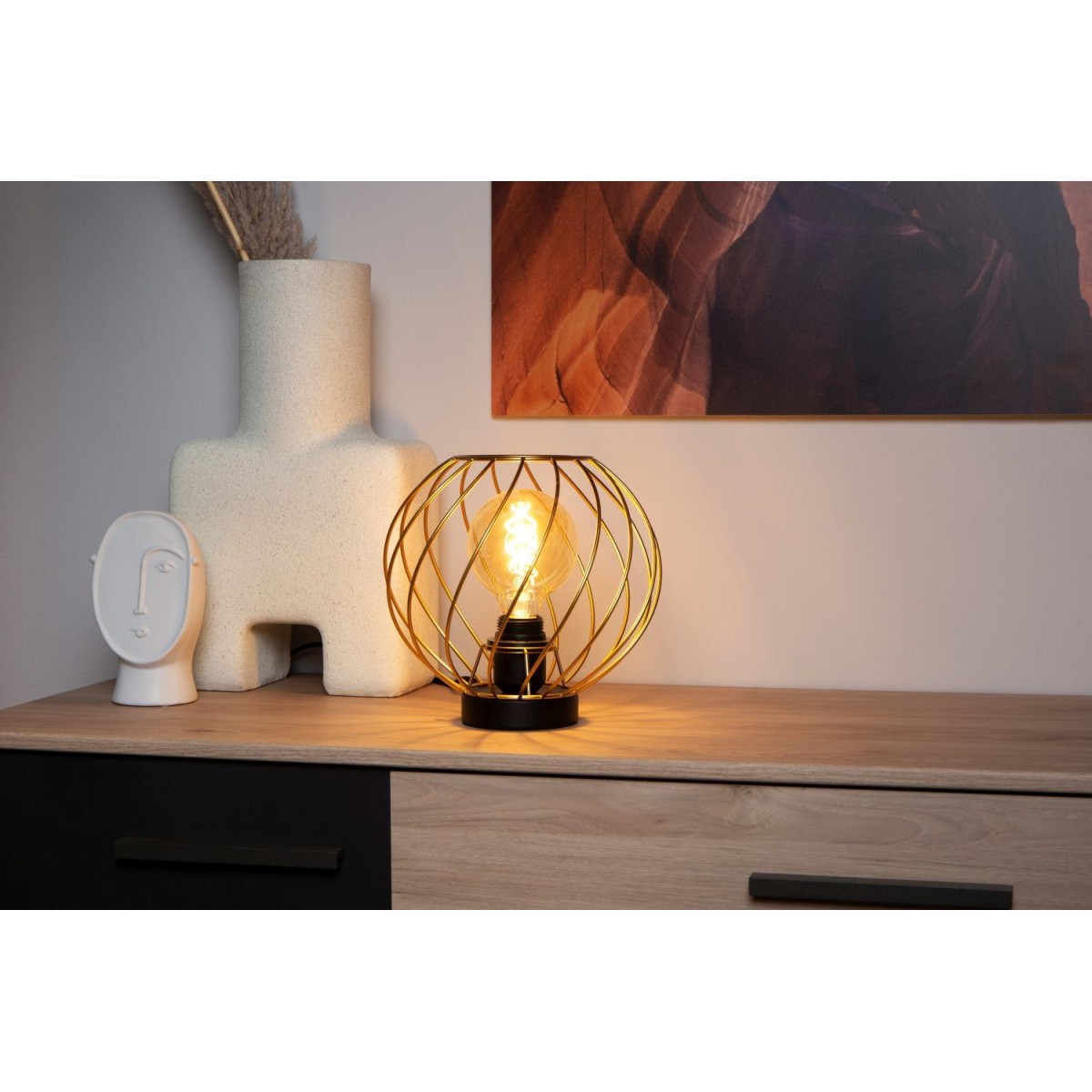 Lucide 21528/25/02 DANZA - Lampa stołowa - 25 cm - 1xE27 - Matowe złoto - Mosiądz