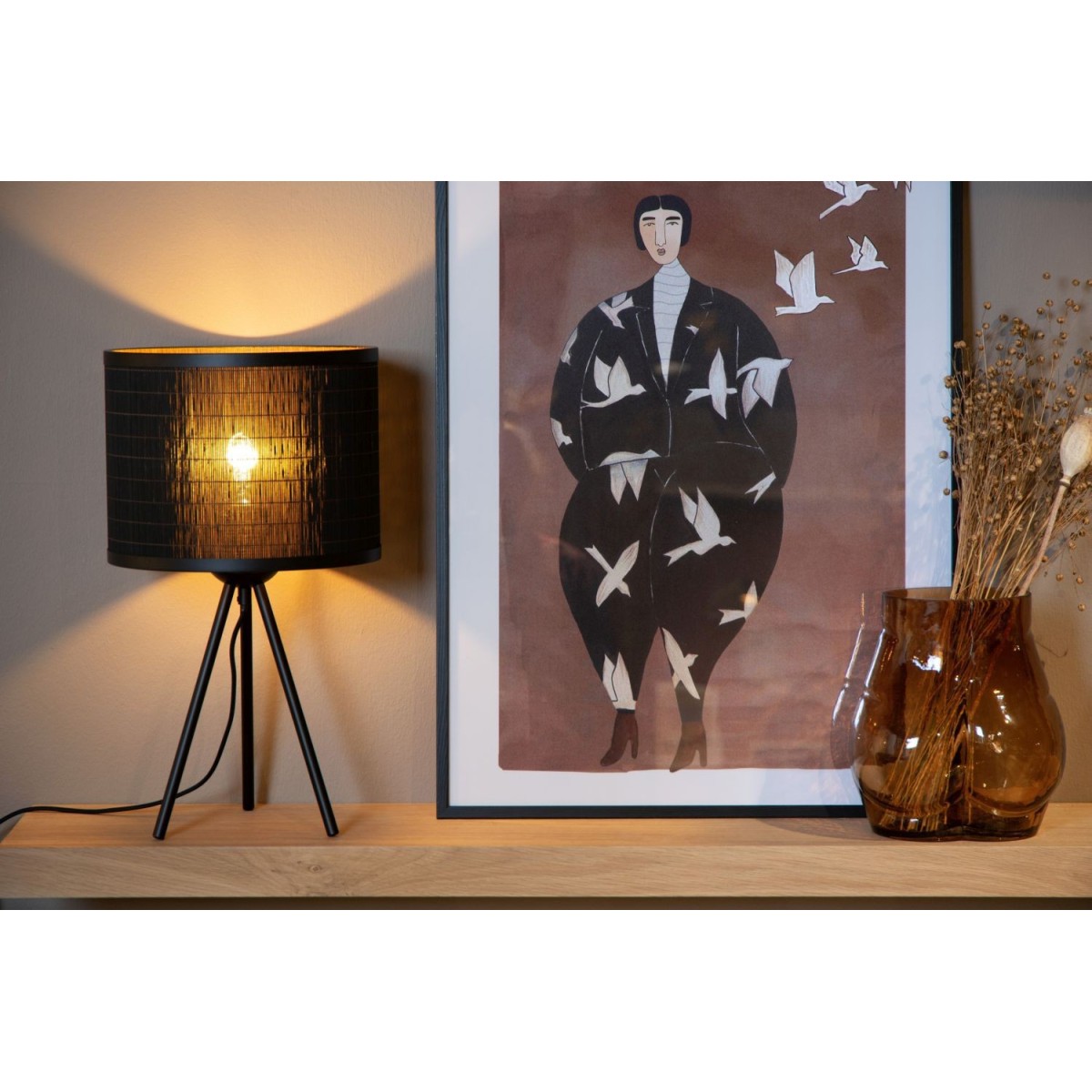 Lucide 21529/26/30 TAGALOG - Lampa stołowa - 26 cm - 1xE27 - Czarna