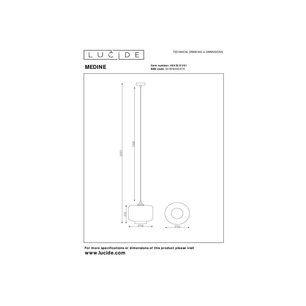 Nowoczesna lampa wisząca MEDINE 46413/01/61