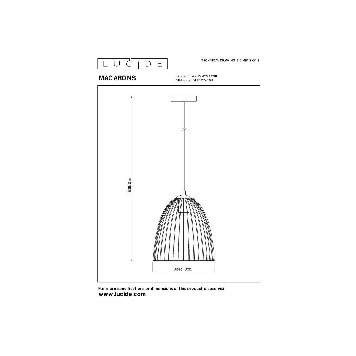 Nowoczesna lampa wisząca MACARONS 74417/01/30