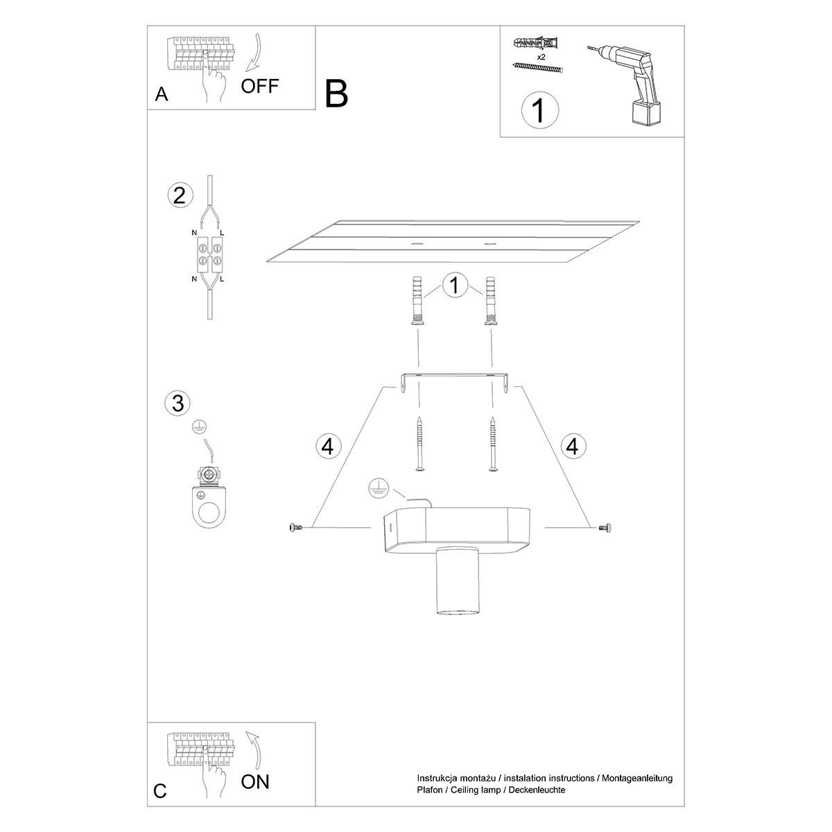 Plafon TAVO kolor szary SOLLUX LIGHTING polska produkcja