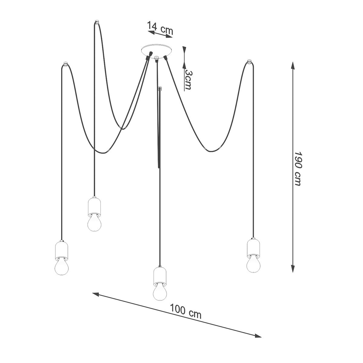 Żyrandol NESO kolor czarny / szary SOLLUX LIGHTING polska produkcja