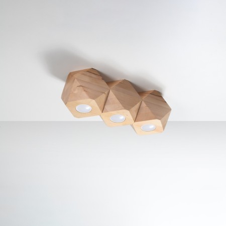 Plafon WOODY kolor naturalne drewno SOLLUX LIGHTING polska produkcja