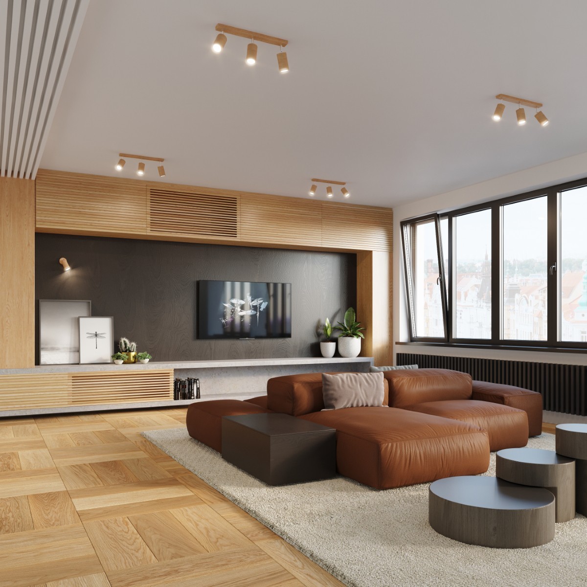 Plafon BERG kolor dąb SOLLUX LIGHTING polska produkcja