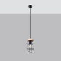 Lampa wisząca GOTTO kolor czarny / drewno SOLLUX LIGHTING polska produkcja