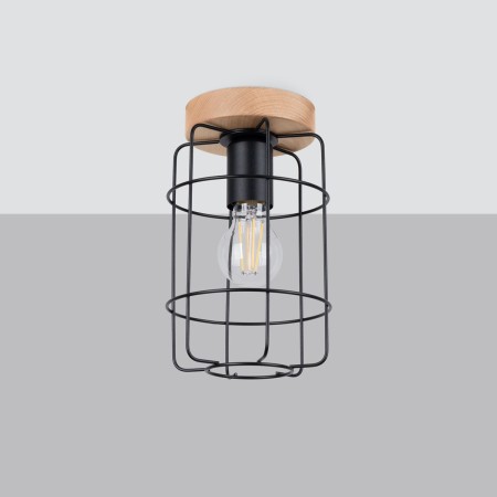 Plafon GOTTO kolor czarny / drewno SOLLUX LIGHTING polska produkcja