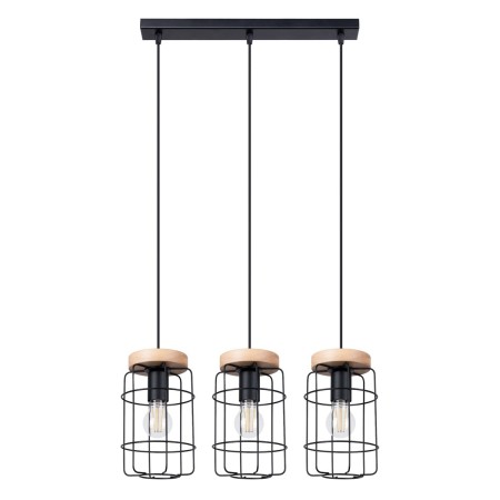 Lampa wisząca GOTTO kolor czarny / drewno SOLLUX LIGHTING polska produkcja