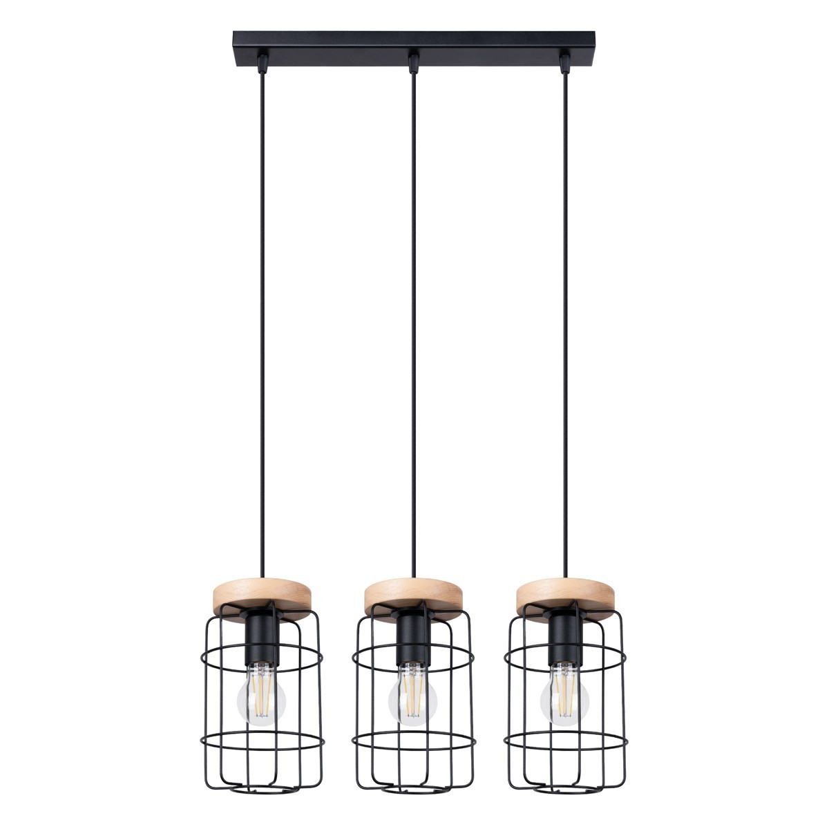 Lampa wisząca GOTTO kolor czarny / drewno SOLLUX LIGHTING polska produkcja