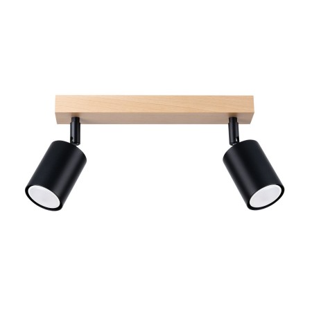 Plafon VERDO kolor czarny / drewno SOLLUX LIGHTING polska produkcja