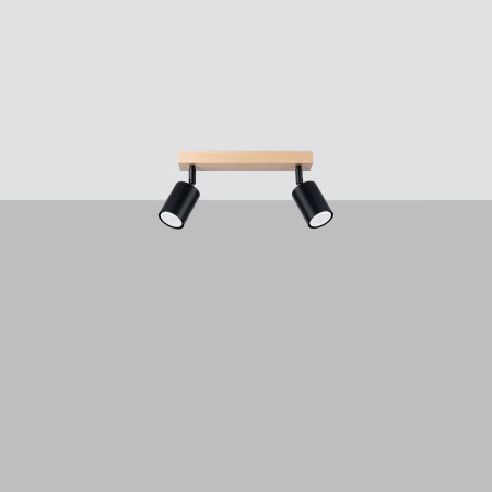 Plafon VERDO kolor czarny / drewno SOLLUX LIGHTING polska produkcja