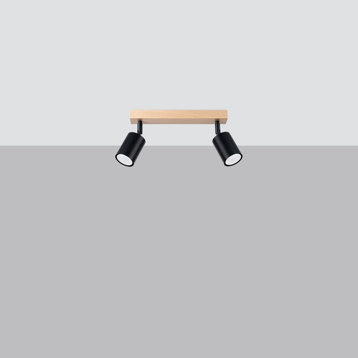 Plafon VERDO kolor czarny / drewno SOLLUX LIGHTING polska produkcja