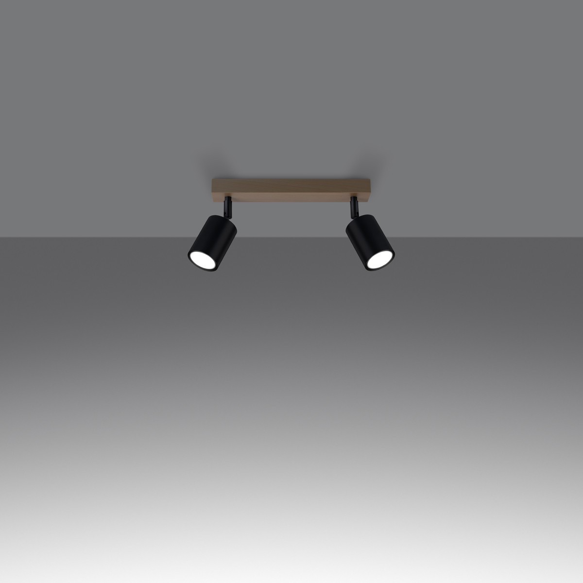 Plafon VERDO kolor czarny / drewno SOLLUX LIGHTING polska produkcja