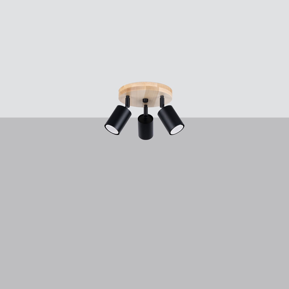 Plafon VERDO kolor czarny / drewno SOLLUX LIGHTING polska produkcja