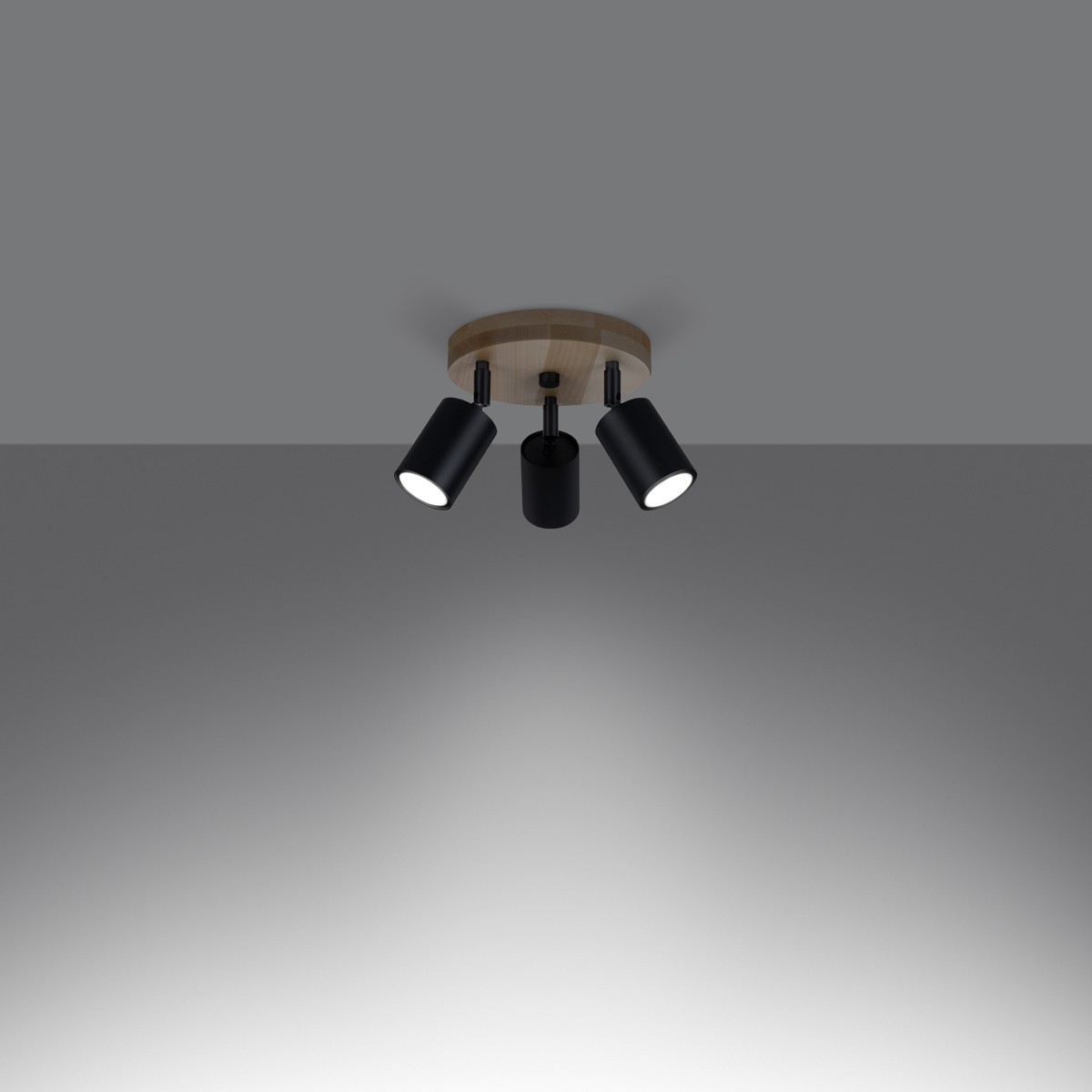 Plafon VERDO kolor czarny / drewno SOLLUX LIGHTING polska produkcja