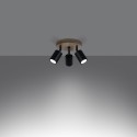 Plafon VERDO kolor czarny / drewno SOLLUX LIGHTING polska produkcja