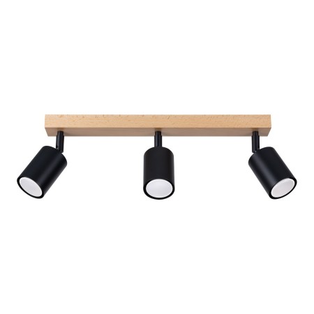 Plafon VERDO kolor czarny / drewno SOLLUX LIGHTING polska produkcja