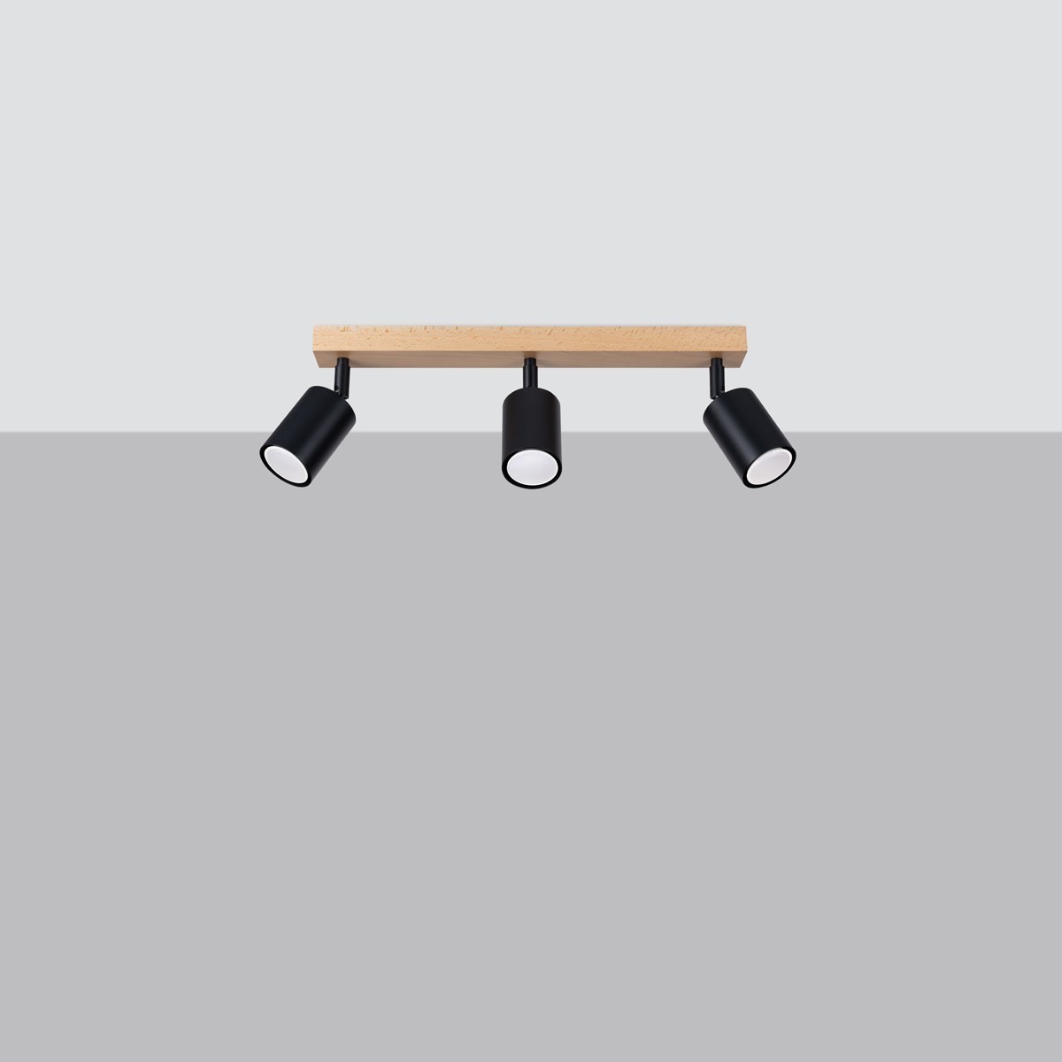 Plafon VERDO kolor czarny / drewno SOLLUX LIGHTING polska produkcja