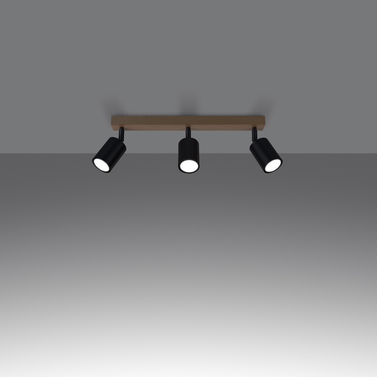 Plafon VERDO kolor czarny / drewno SOLLUX LIGHTING polska produkcja