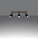 Plafon VERDO kolor czarny / drewno SOLLUX LIGHTING polska produkcja