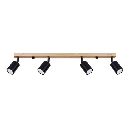 Plafon VERDO kolor czarny / drewno SOLLUX LIGHTING polska produkcja
